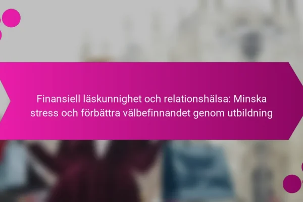 Finansiell läskunnighet och relationshälsa: Minska stress och förbättra välbefinnandet genom utbildning