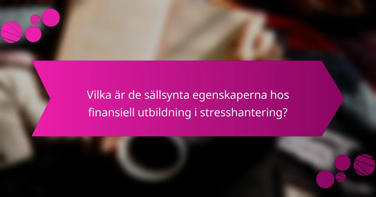 Vilka är de sällsynta egenskaperna hos finansiell utbildning i stresshantering?