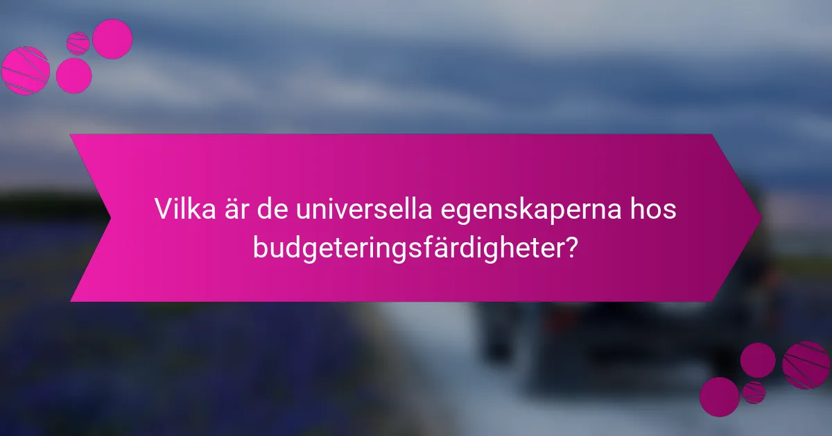 Vilka är de universella egenskaperna hos budgeteringsfärdigheter?