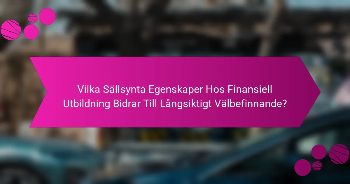 Vilka Sällsynta Egenskaper Hos Finansiell Utbildning Bidrar Till Långsiktigt Välbefinnande?