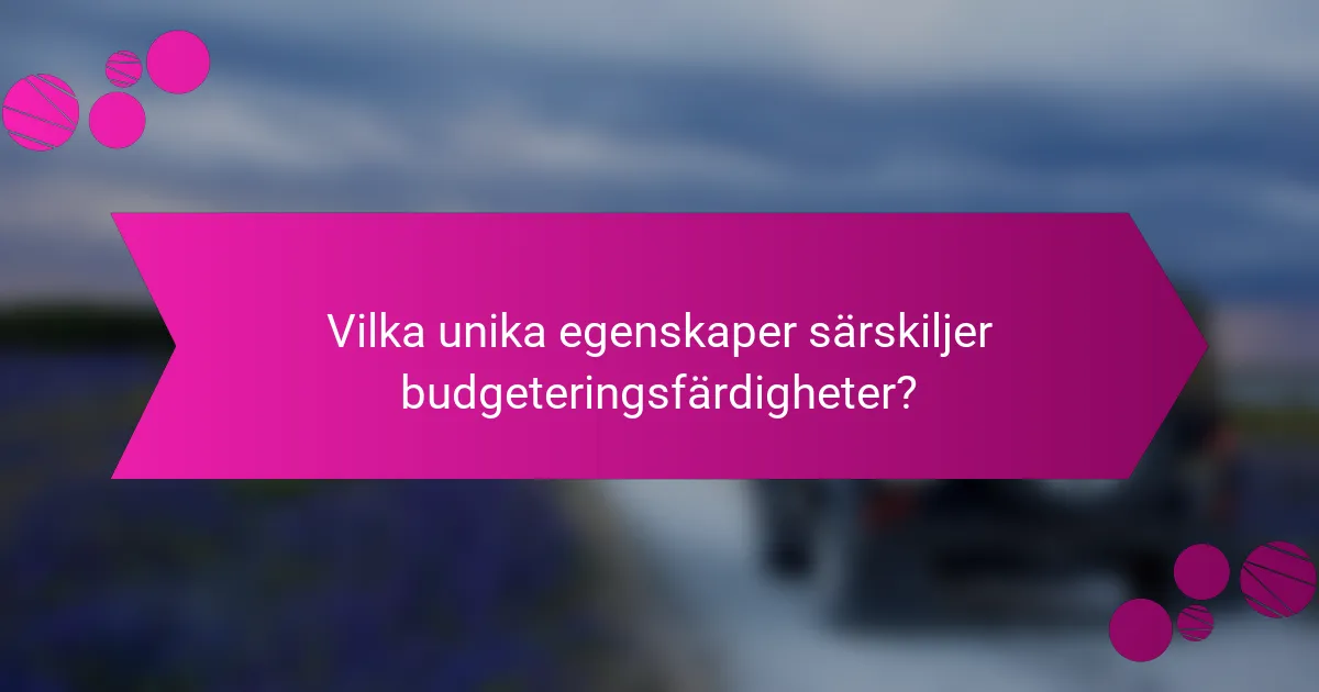 Vilka unika egenskaper särskiljer budgeteringsfärdigheter?