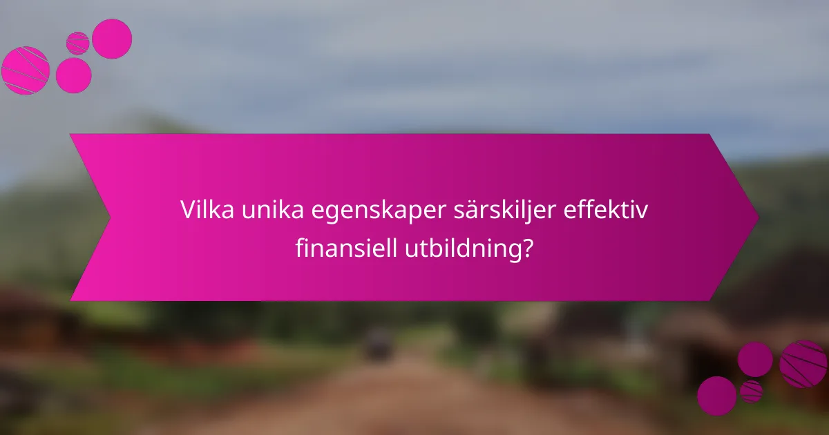 Vilka unika egenskaper särskiljer effektiv finansiell utbildning?